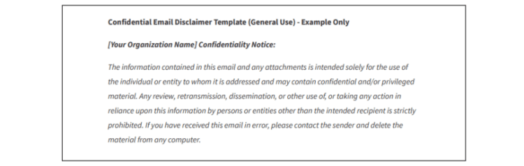 Confidential Email Disclaimer Template (General Use)